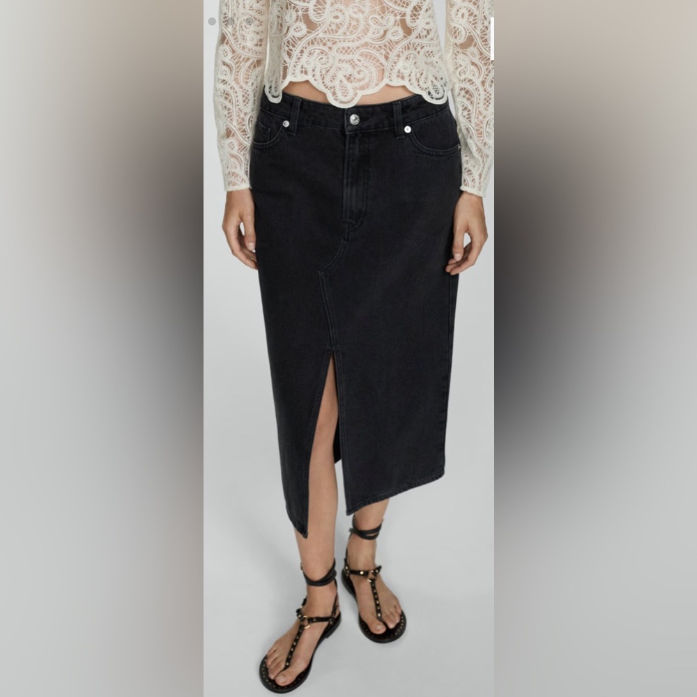 Mango mid denim skirt
